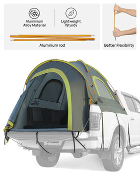 JOYTUTUS tent on truck bed showing scale and fit for 5.5 to 5.8 foot beds