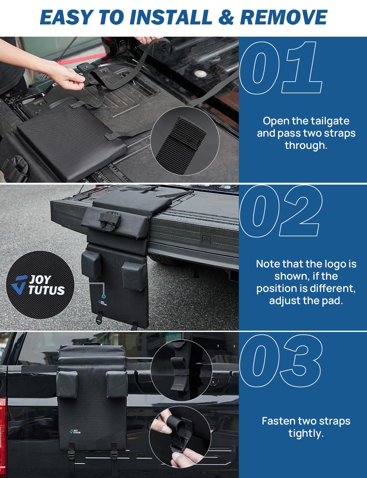 JOYTUTUS strap detail with reinforced end securing frame for stable transport
