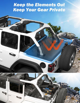 JOYTUTUS tailgate hook-and-loop seal detail ensuring secure, leak-resistant closure