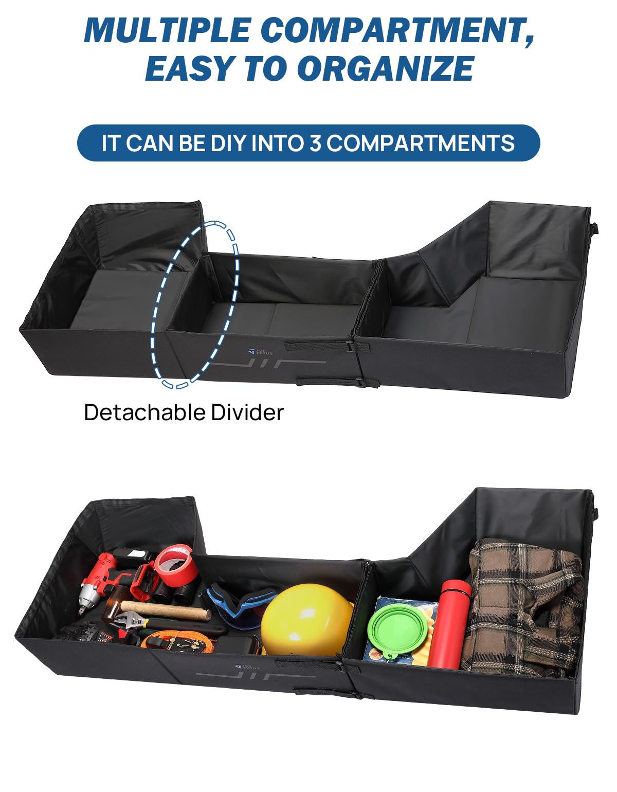 JOYTUTUS close-up of removable divider demonstrating organized storage benefit