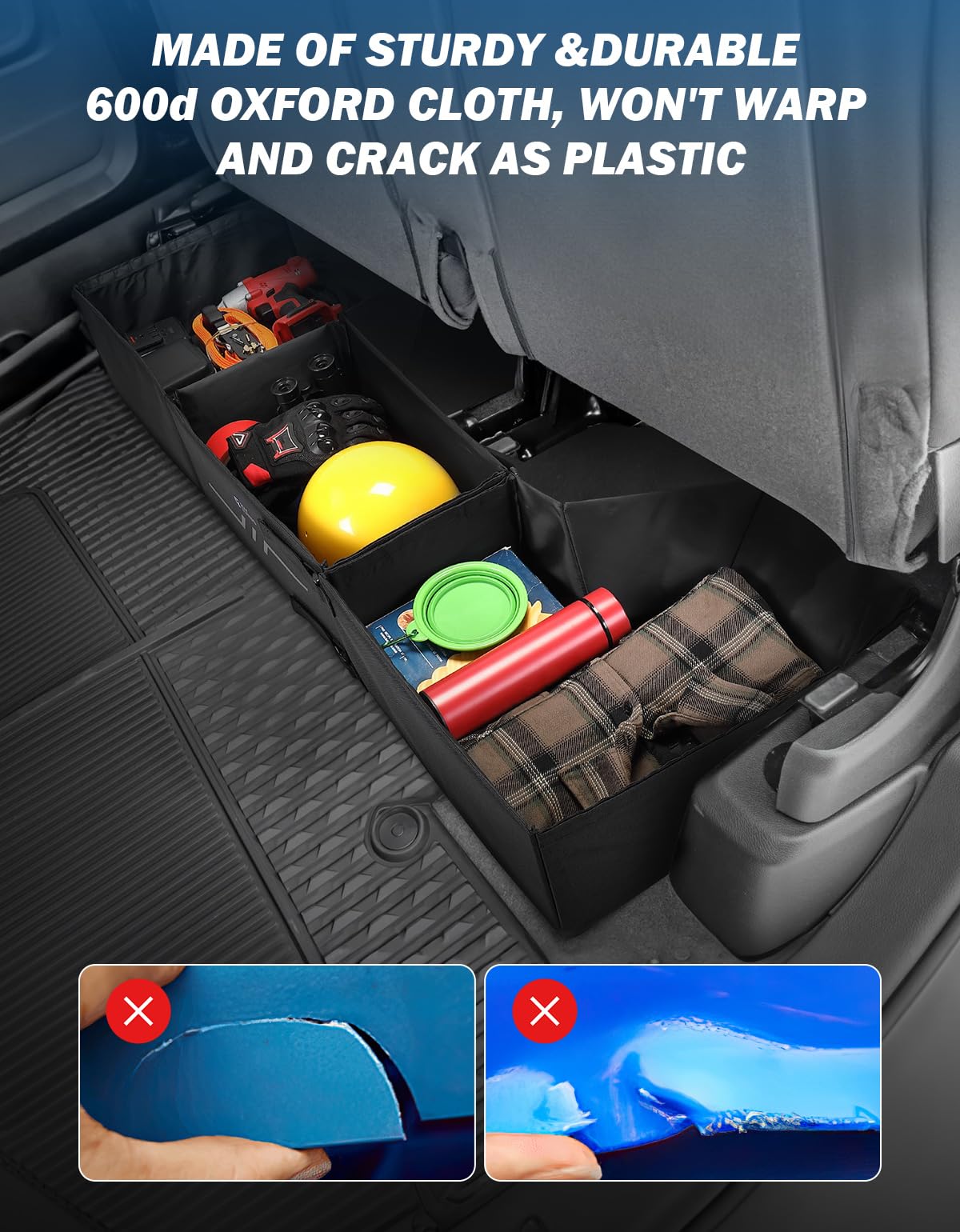 JOYTUTUS installed under Ram 1500 rear seat showing secure, hidden storage benefit