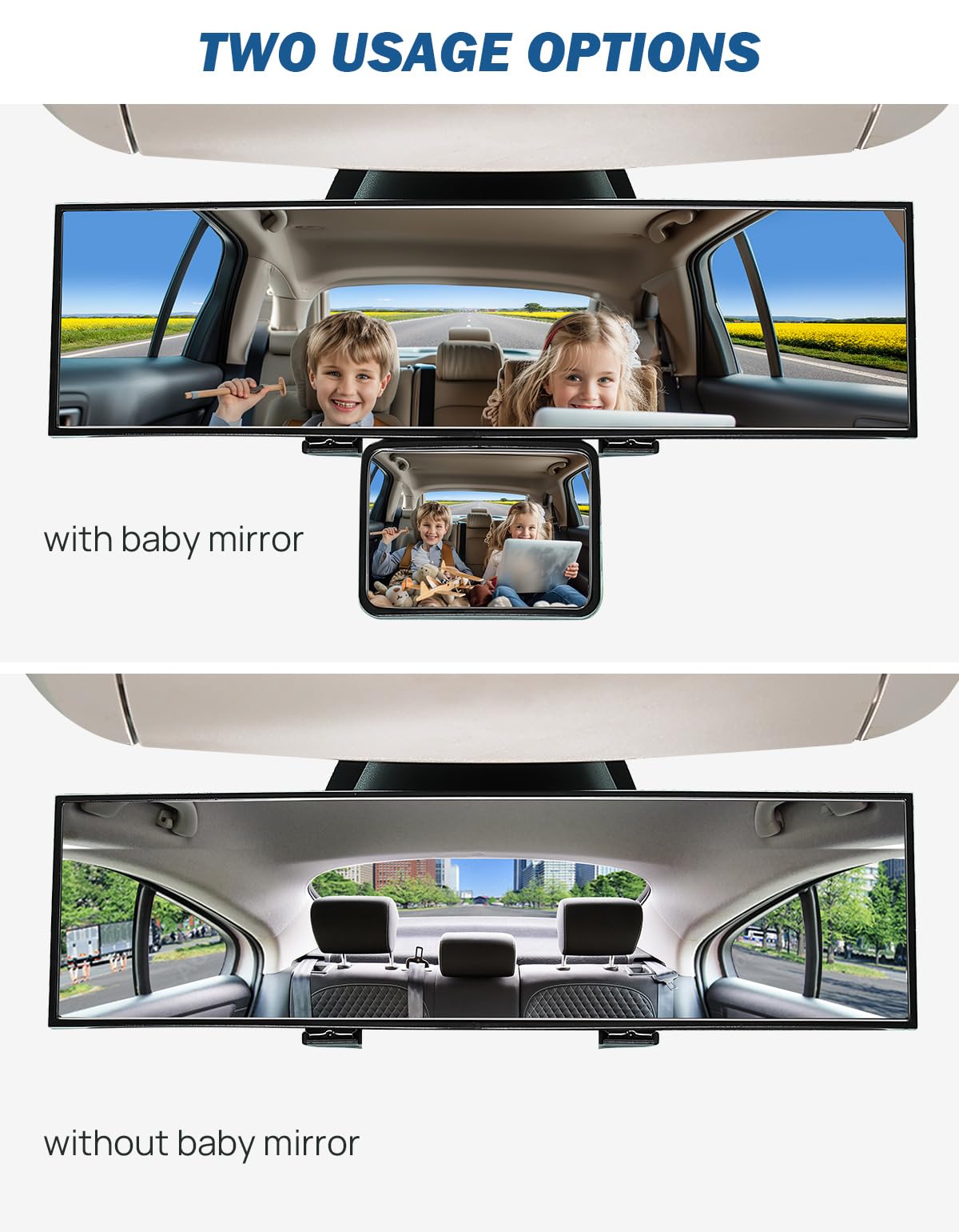 JOYTUTUS view of backseat with child visible demonstrating easy driver monitoring