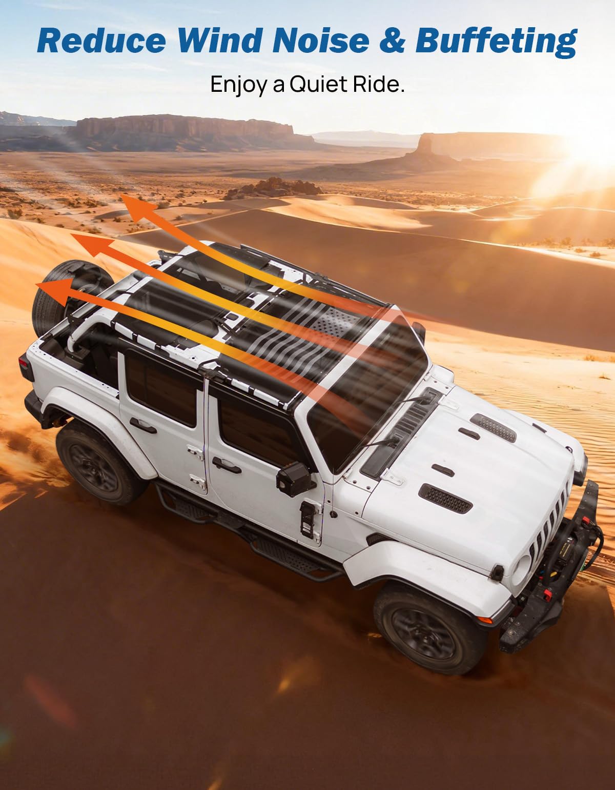 JOYTUTUS installed with wind arrows showing reduced buffeting and noise