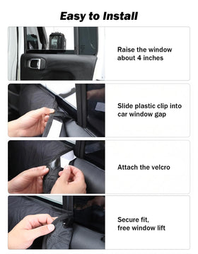 JOYTUTUS window-gap clip installation showing easy, tool-free attachment