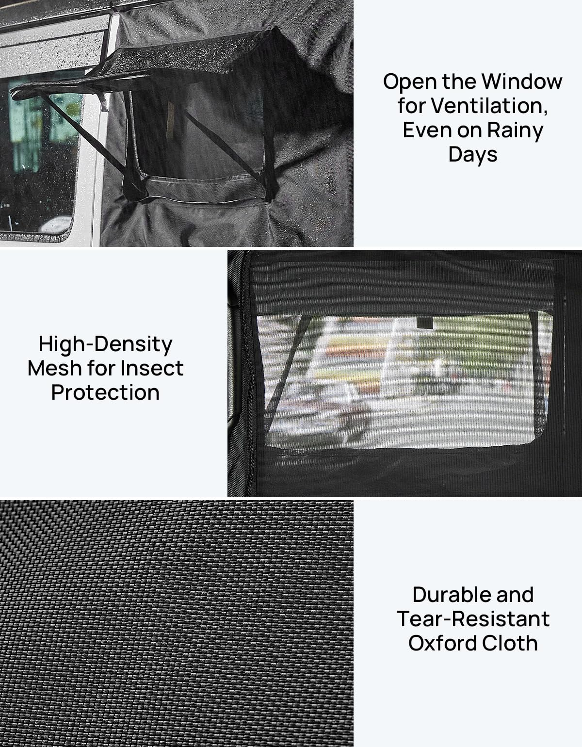 JOYTUTUS window open to show rain shelter function and ventilation benefit