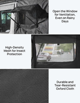 JOYTUTUS window open to show rain shelter function and ventilation benefit