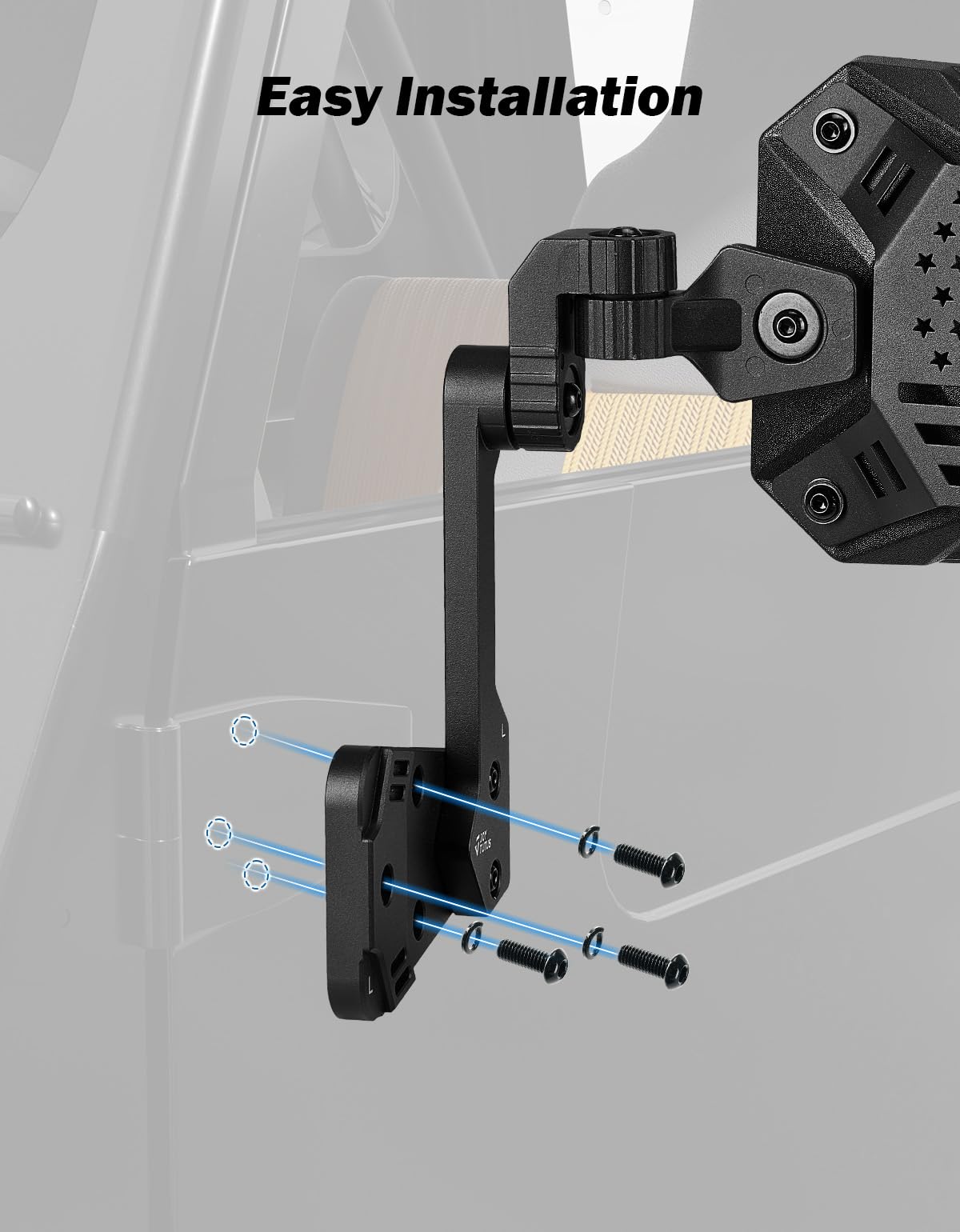 JOYTUTUS metal mounting bracket detail showing rust-proof coating benefit