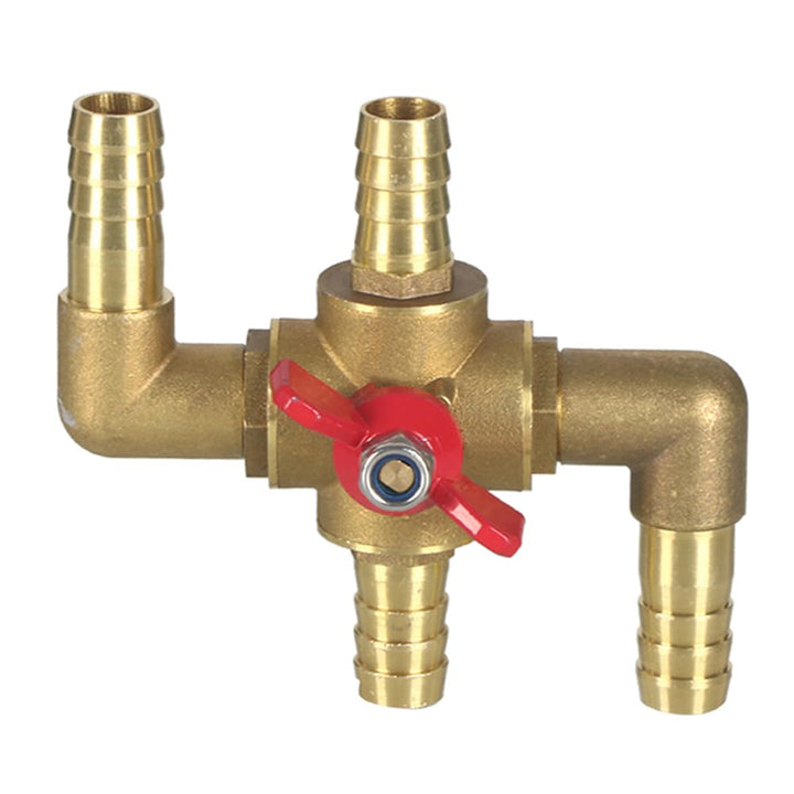 Joywayus front view of brass 4-way valve showing ports and durable finish for reliable control