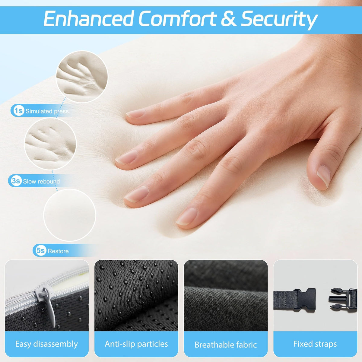 jpinlr adjustable straps securing cushion to different seat types reliably