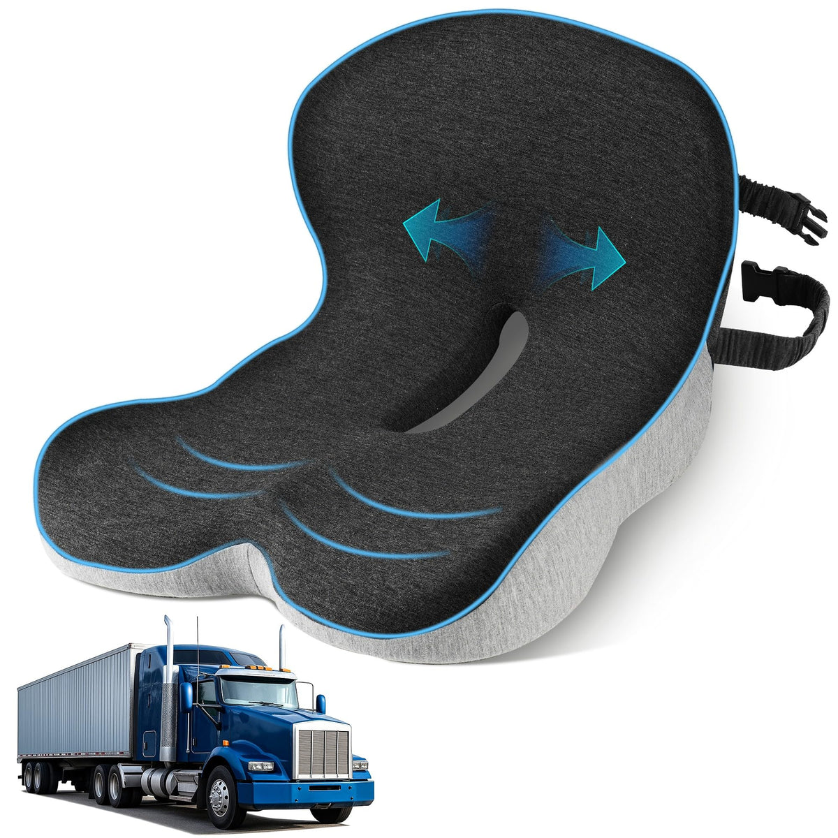 jpinlr front view of seat cushion showing ergonomic shape and immediate comfort