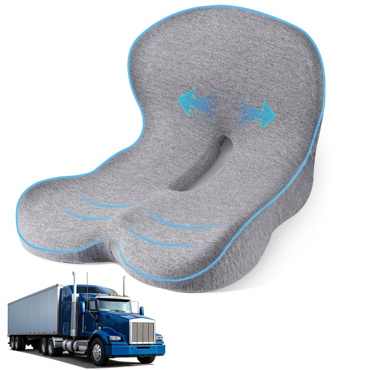 jpinlr front view of seat cushion showing ergonomic shape and immediate comfort
