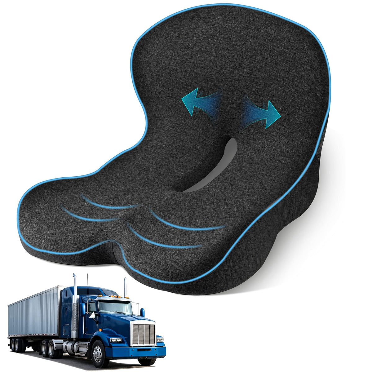 jpinlr front view of L-shaped cushion showing ergonomic support and comfort