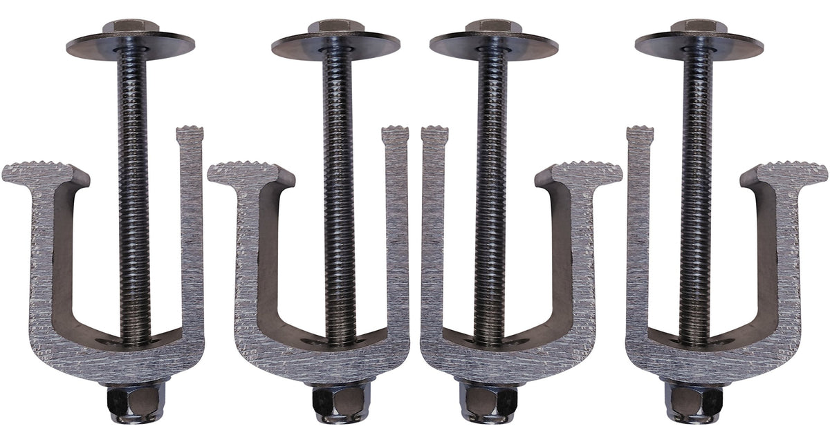 JQuad front view of four Easy Mount clamps showing complete kit benefit