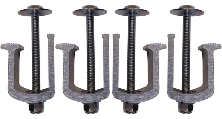 JQuad front view of four Easy Mount clamps showing complete kit benefit
