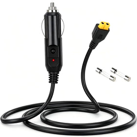 JQXLMDY front view showing XT60 plug and cigarette lighter for easy charging