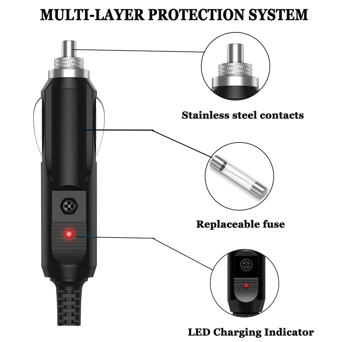 JQXLMDY cigarette lighter LED indicator lit in dark for quick status check