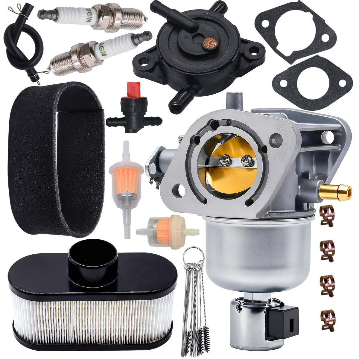 JRbuid front view of carburetor kit showing main components and fitment benefits