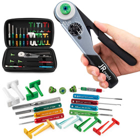 JRready ACT-HDT crimp tool front view showing ergonomic grip and ratchet benefit