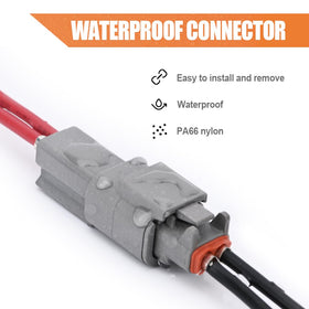 JRready assembled 6-pin DTM connector profile displaying waterproof housing benefit