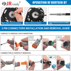 JRready technician using crimp tool on contact showing proper crimping technique for strong terminations