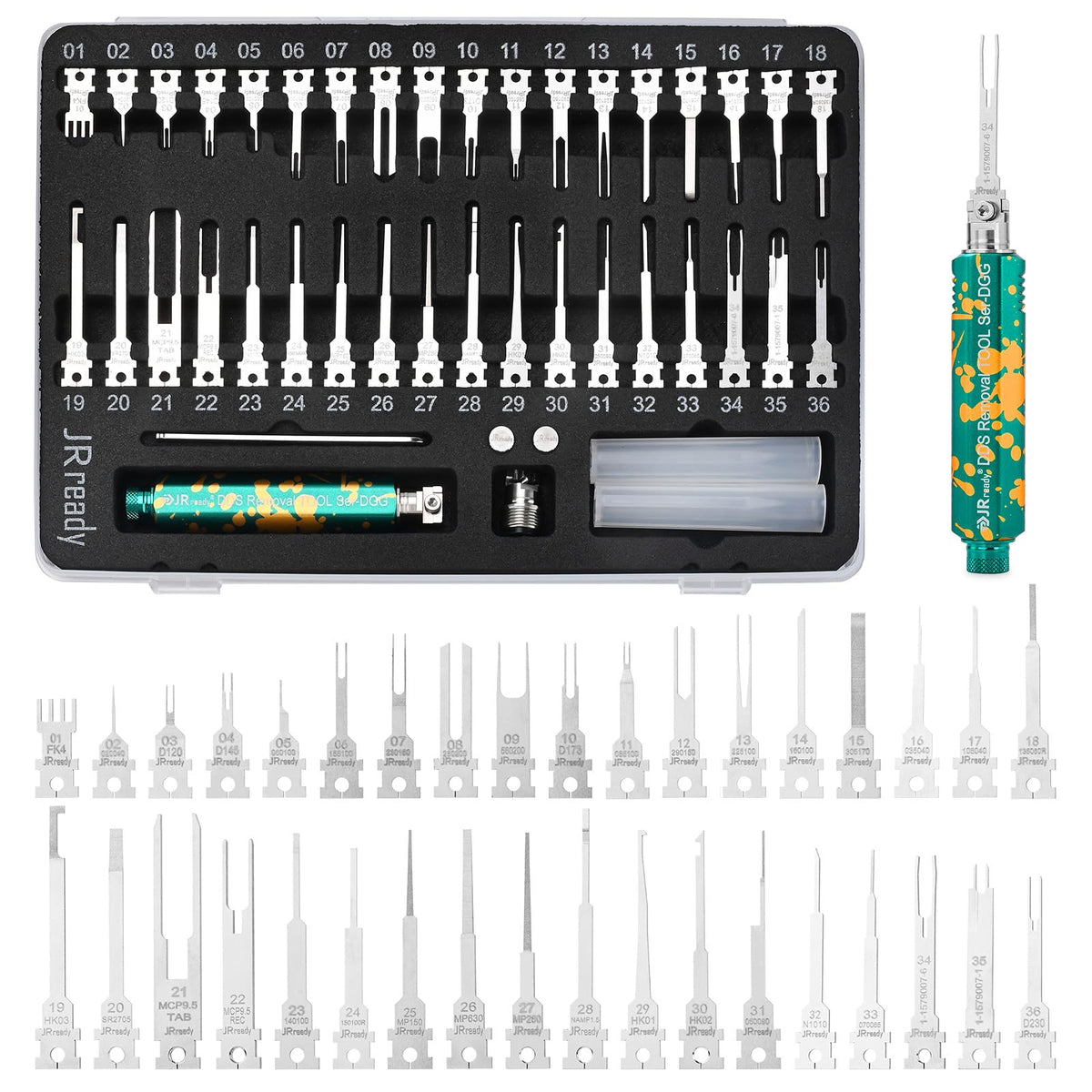 JRready kit front packaging showing complete depinning set and organization benefit