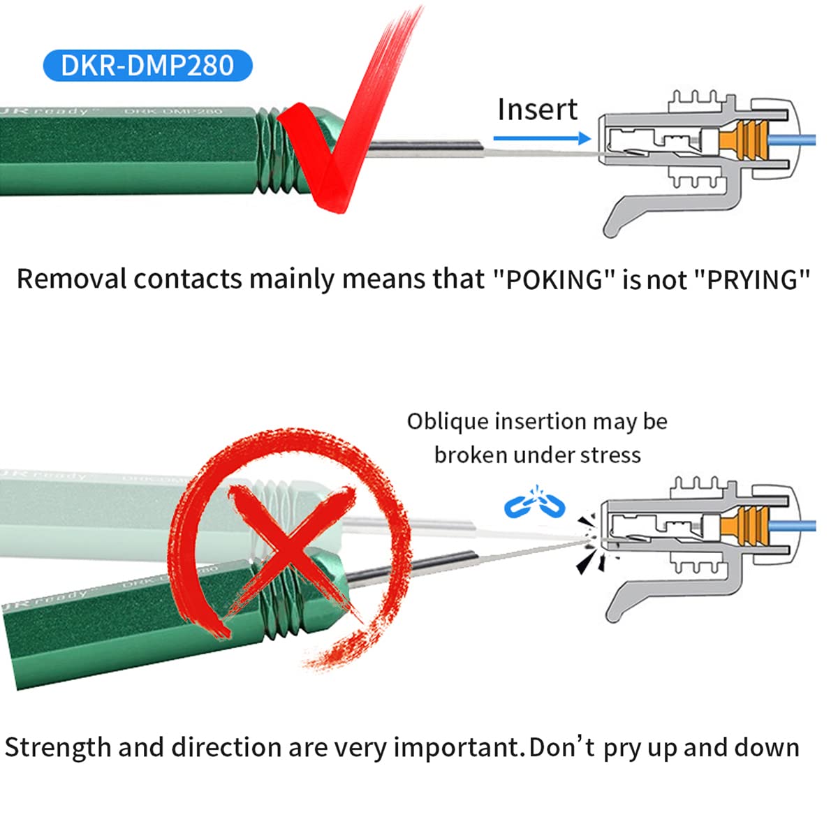 JRready DMP280 Metri-Pack blade detail demonstrating profile to protect connector housings