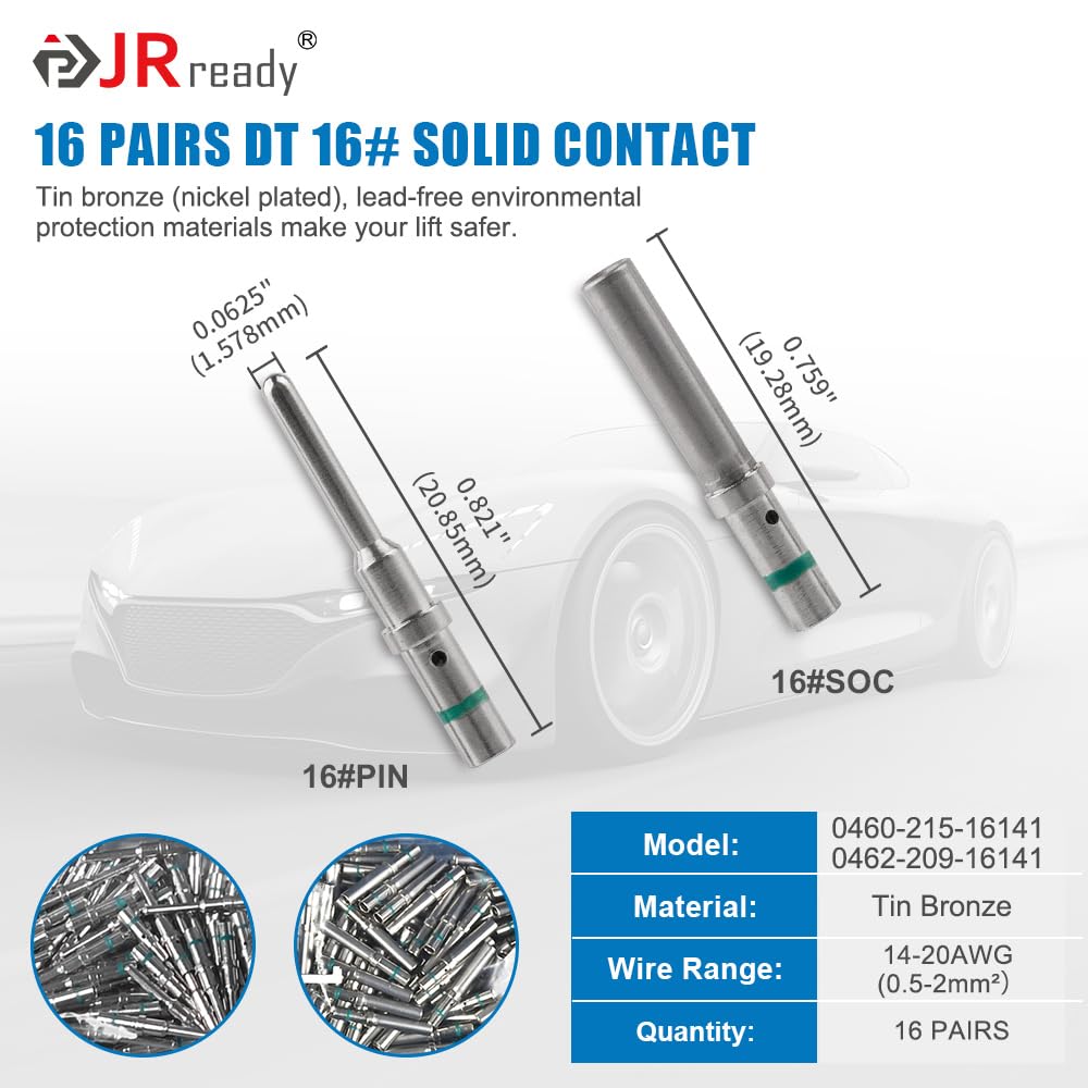 JRready assembled DT 2-pin pair installed on harness demonstrating reliable mating benefit
