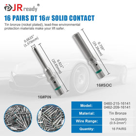 JRready assembled DT 2-pin pair installed on harness demonstrating reliable mating benefit