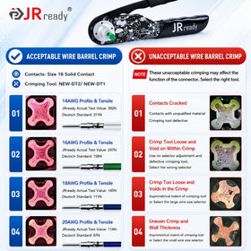 JRready DT crimp tool full length illustrating ergonomic design for reliable crimps