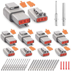 JRready front packaging showing four DTM 3-pin connector sets and benefits