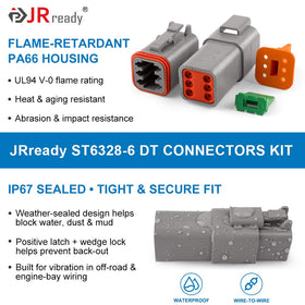JRready connector installed on a wiring harness demonstrating durable connection under vibration benefit