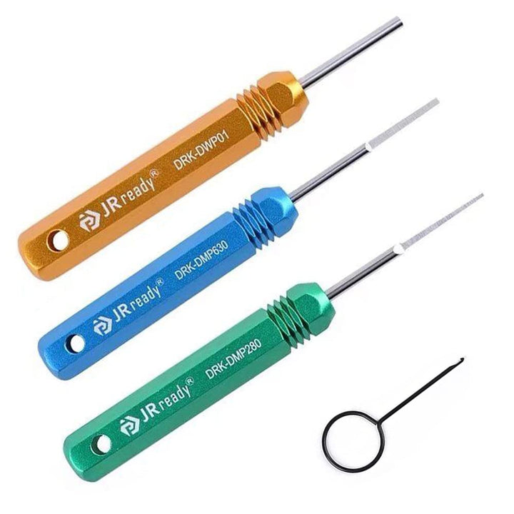 JRready kit overview flatlay showing all extractors and insertion tools for quick identification