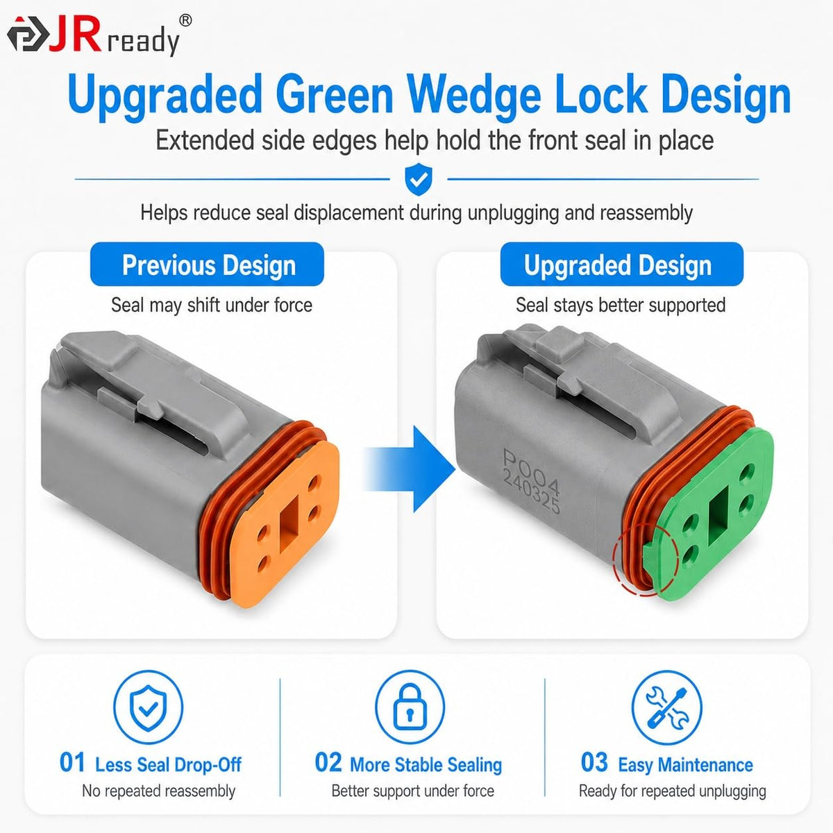 JRready Deutsch pin removal tool detail showing safe terminal extraction benefit