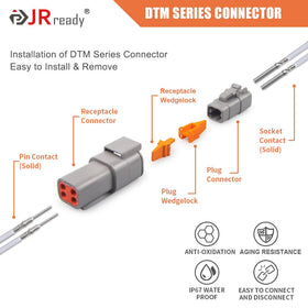JRready size-20 solid contacts close-up highlighting crimp quality and conductivity