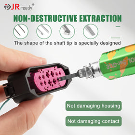 JRready tool extracting a wire pin from automotive harness safely