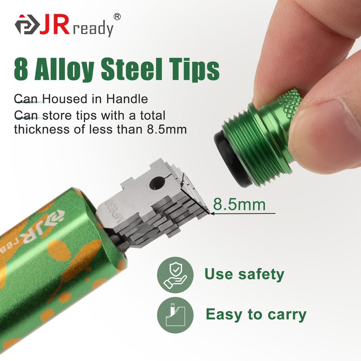 JRready tip engaged with Molex connector demonstrating PC compatibility