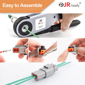 JRready crimped wires inserted into connector demonstrating reliable electrical contact