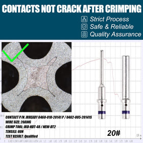 JRready contacts installed in DTM connector demonstrating secure fit and reliable connection