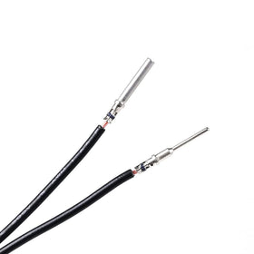 JRready contacts next to wire gauge for scale showing compatibility with 16–22AWG wires