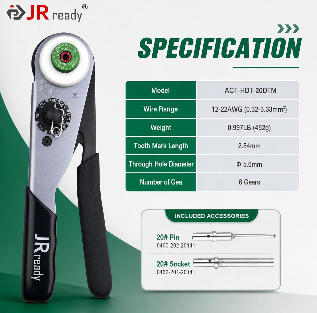 JRready positioner beside size-20 solid contacts demonstrating precise alignment benefit