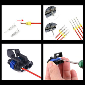 JRready tools in use on wiring harness illustrating damage-free terminal extraction benefit