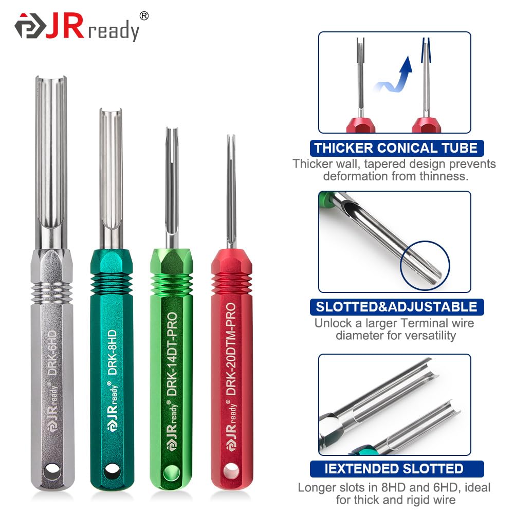 JRready using tool on a DT connector demonstrating safe terminal extraction