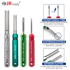 JRready using tool on a DT connector demonstrating safe terminal extraction