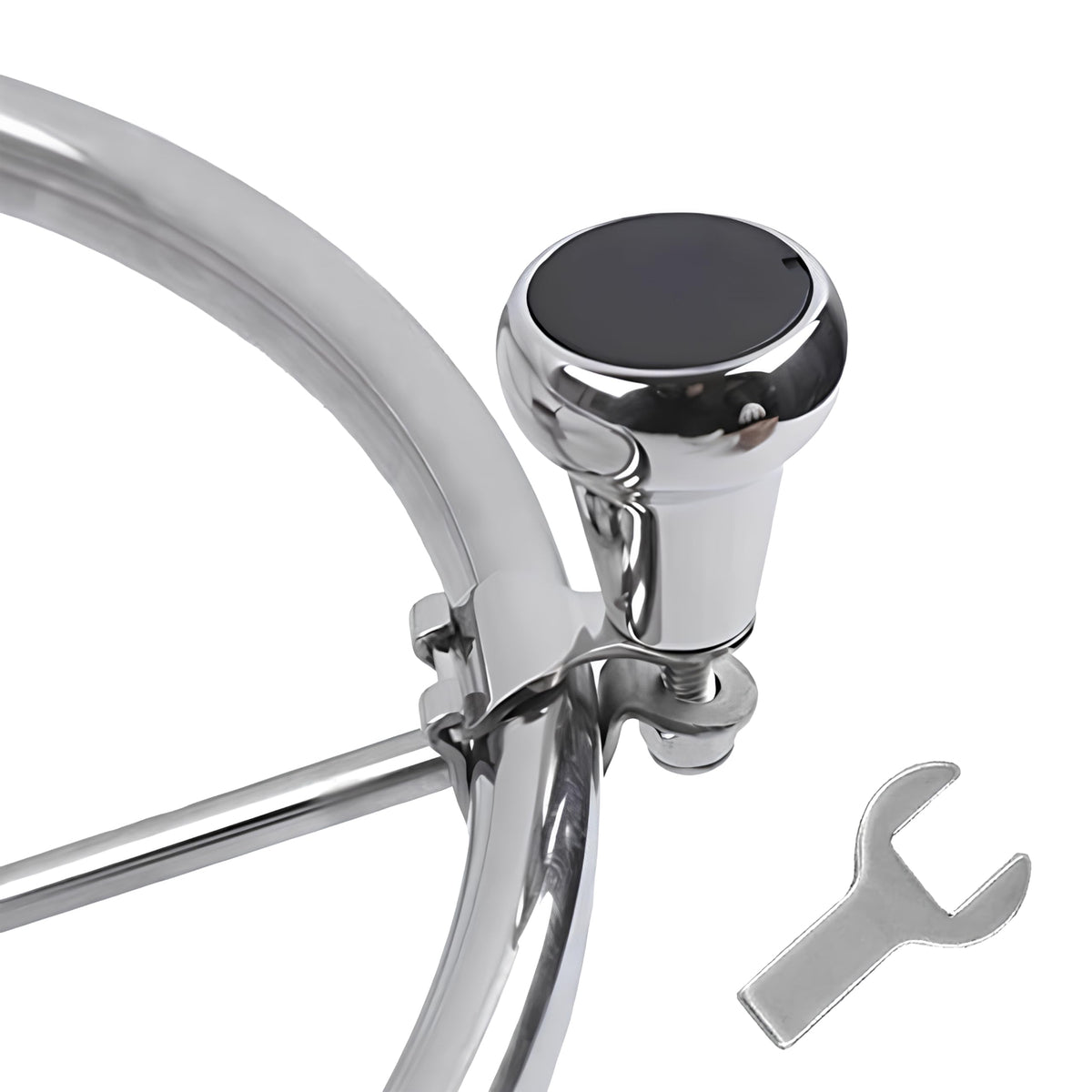 JT-HLM front view of knob showing polished 316 stainless and nylon cap, durable finish