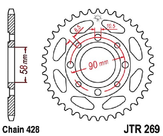 JT JTR269.45 tooth detail close-up showing heat-treated surface benefit: wear resistance