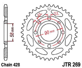 JT JTR269.45 tooth detail close-up showing heat-treated surface benefit: wear resistance