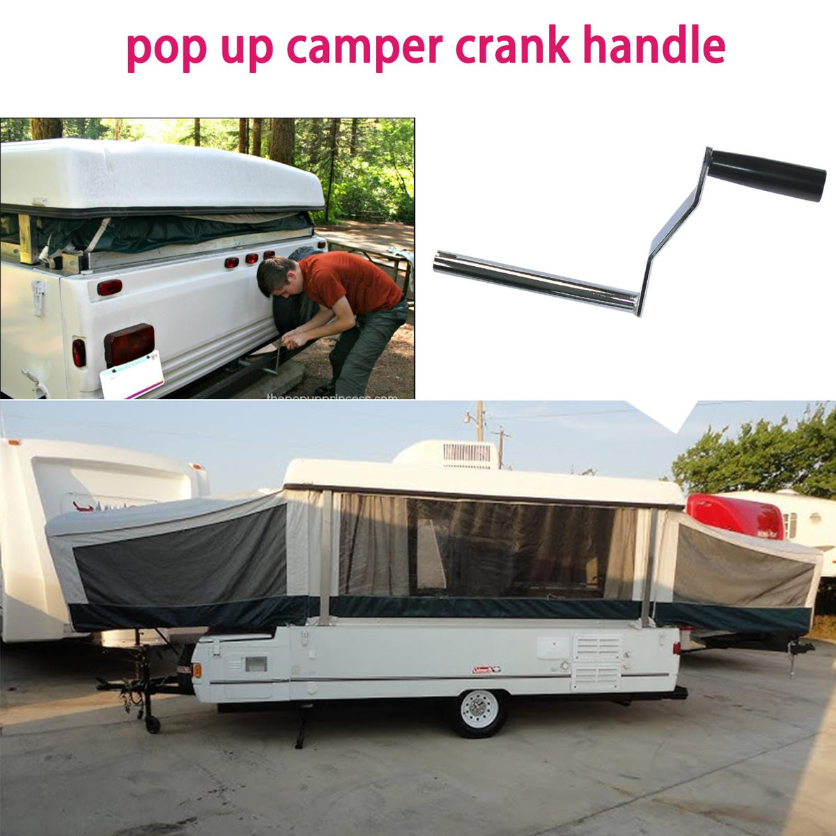 JTEYINH crank handle size comparison illustrating compact form for convenient storage