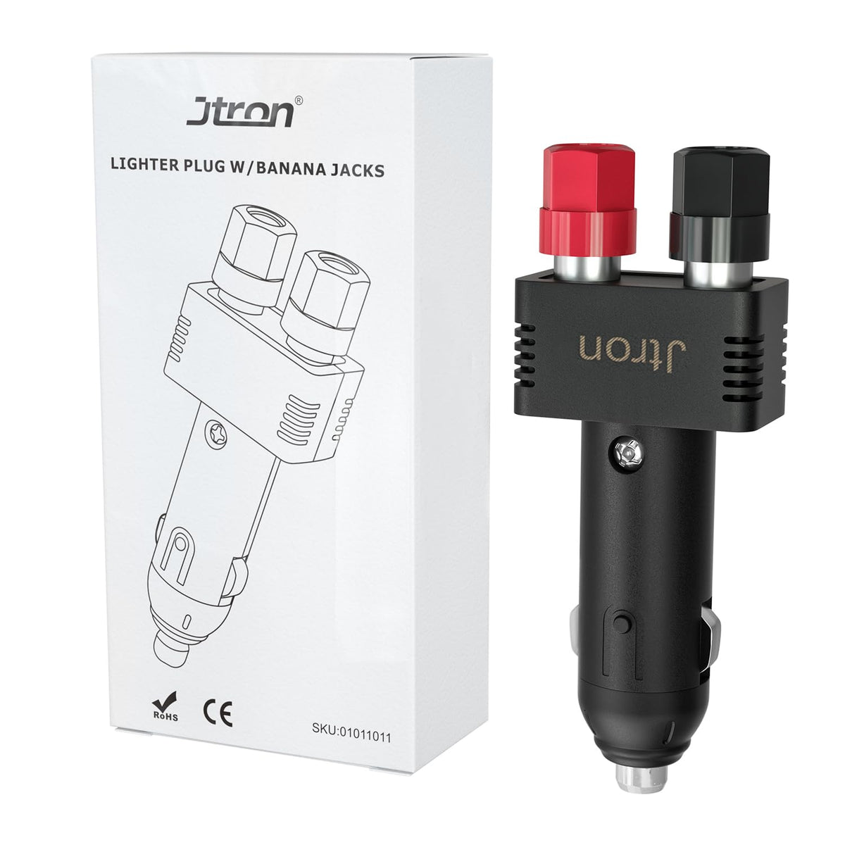 Jtron front view plug showing connector and secure fit benefit