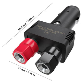 Jtron plug inserted in vehicle console for quick portable power benefit