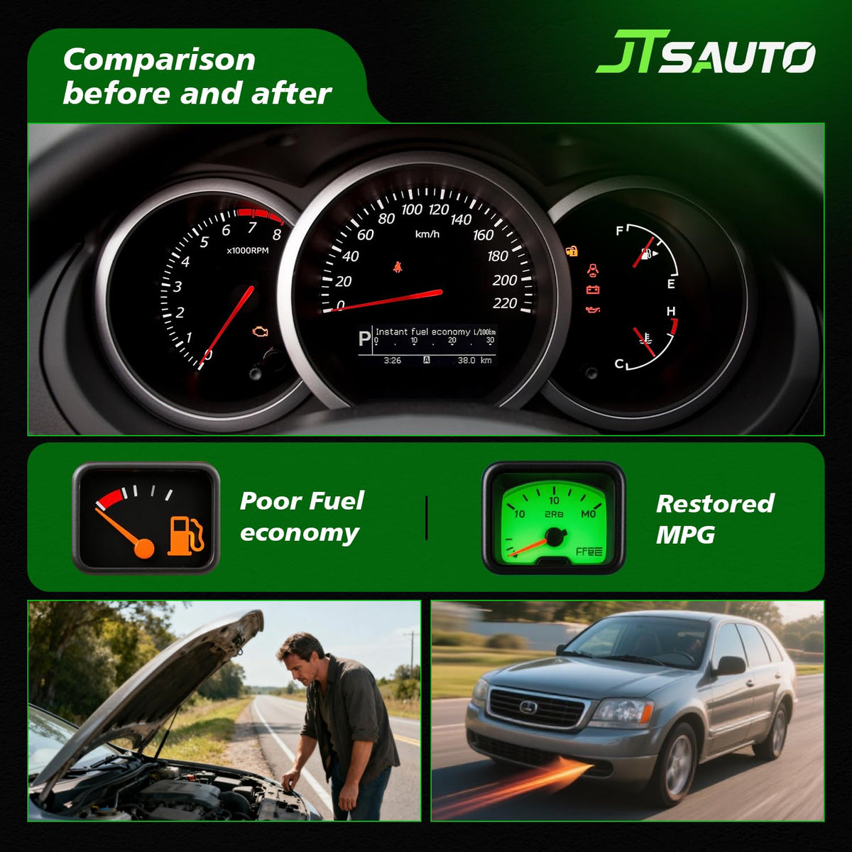 JTSAUTO MAF in active vehicle driving scenario, supports smoother throttle response